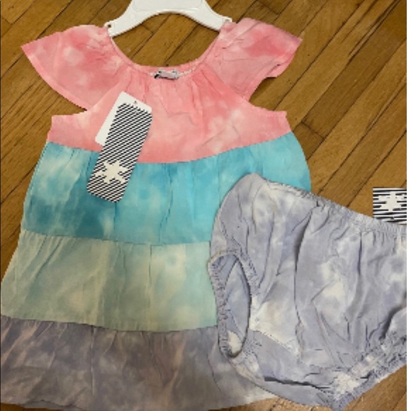 Splendid tie dye Tiered Ruffle Dress & Bloomers Set size 12-18 months - Picture 1 of 2